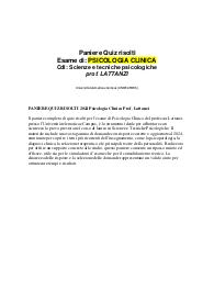 PANIERE QUIZ RISOLTI 2024 Psicologia Clinica Prof. Lattanzi