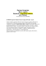 PANIERE Linguistica Italiana Felicani eCampus 2025 Quiz + Aperte