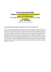 Paniere Fondamenti Sociologia Corpo Benessere Prof. Cereda quiz 2025